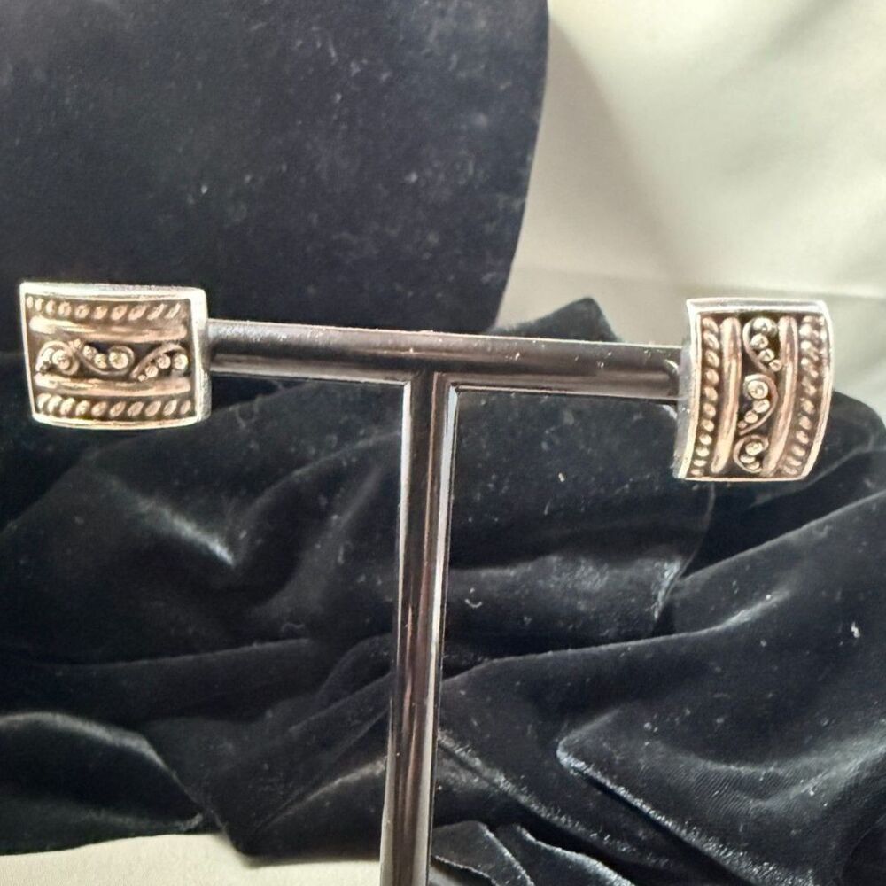 Vintage Lois Hill Sterling Silver Scroll Rope Paisley Post Earrings